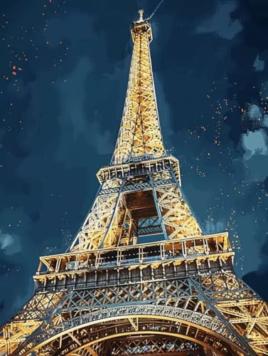 Malen Nach Zahlen Paris Malen Nach Zahlen Erwachsene Eiffelturm Paint by Numbers Mit Pinseln und Acrylfarbe Farbige Leinwand Kit für ab 9 Jahre Mädchen Handgemalt Olgemälde 100x135cm mit Rahmen -t426 von Zhyolei