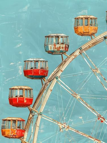 Malen Nach Zahlen Spielplatz Malen Nach Zahlen Erwachsene Riesenrad Paint by Numbers Mit 3 - Pinseln und Acrylfarbe Farbige Leinwand Kit für Kinder ab 9 10 Jahre Mädchen 50x65cm ohne Rahmen -y438 von Zhyolei