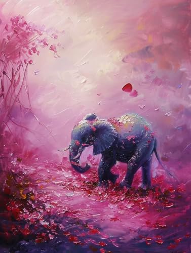 Malen Nach Zahlen Tier Malen Nach Zahlen Erwachsene Elefant Paint by Numbers Mit 3 - Pinseln und Acrylfarbe Farbige Leinwand Kit für ab 9 Jahre Mädchen Handgemalt Olgemälde 30x40cm mit Rahmen -t35T von Zhyolei