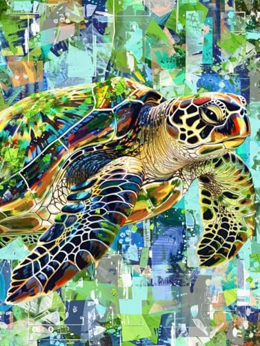 Malen Nach Zahlen Tier Malen Nach Zahlen Erwachsene SchildkröTe Paint by Numbers Mit Pinseln und Acrylfarbe Farbige Leinwand Kit für ab 9 Jahre Mädchen Handgemalt Olgemälde 50x65cm mit Rahmen -r56G von Zhyolei