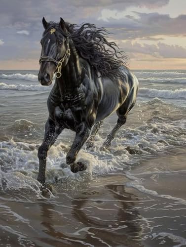 Malen Nach Zahlen Tier Malen Nach Zahlen Erwachsene Strand Paint by Numbers Mit 3 - Pinseln und Acrylfarbe Farbige Leinwand Kit für ab 9 Jahre Mädchen Handgemalt Olgemälde 100x135cm mit Rahmen -y522 von Zhyolei