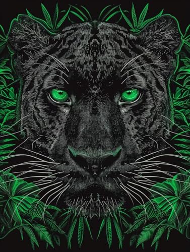 Tier Malen Nach Zahlen Leopard Malen Nach Zahlen Erwachsene mit Rahmen Handgemalt Olgemälde Set Mit 3 - Pinseln und Acrylfarbe Farbige Leinwand Paint by Numbers Adult Deko Wohnzimmer 100x135cm -w8G von Zhyolei