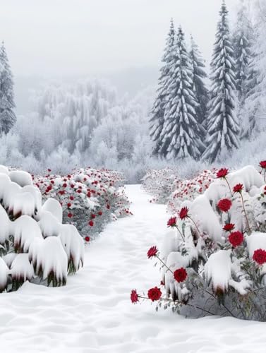 Winter Malen Nach Zahlen Blume Malen Nach Zahlen Erwachsene mit Rahmen Handgemalt Olgemälde Set Mit 3 - Pinseln und Acrylfarbe Farbige Leinwand Paint by Numbers Adult Deko Wohnzimmer 100x135cm -w39 von Zhyolei