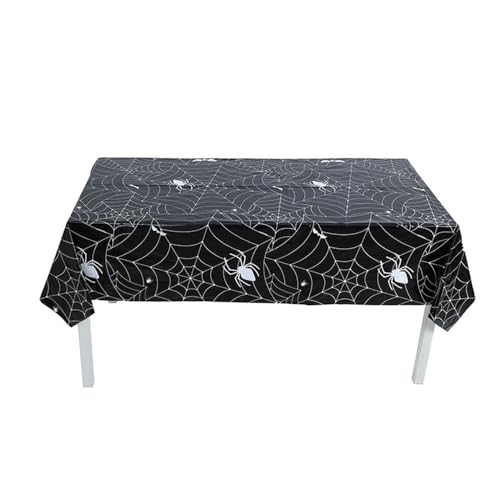 Zhzrche Halloween-Tischdecke mit Spinnennetz-Druck, Halloween-Party-Dekorationen, Esstischabdeckung, Dekoration, 137 x 274 cm, Schwarz Zhzrche Halloween-Tischdecke mit Spinnennetz-Druck, Halloween-Party-Dekorationen, Esstischabdeckung, Dekoration, 137 x 274 cm, Schwarz von Zhzrche