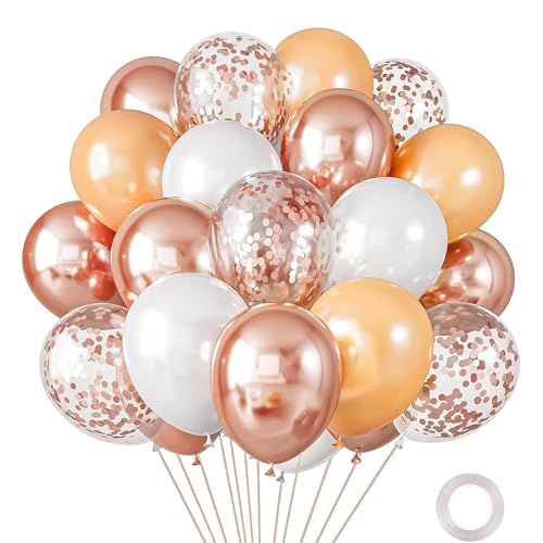 30 Stück Roségold und Weiß Luftballons Verschiedene Größen 30,5 - 25,4 cm Metallic Rose Gold Konfetti Ballons Kit für Hochzeit Abschlussfeier Brautparty Prinzessin Mädchen Thema Geburtstag Party von Zi Lan