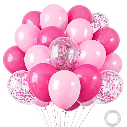 30pcs Hot Pink Balloons Different Sizes 12 10 Inches Hot Pink Confetti Balloons Kit for Valentine's Day Proposal Wedding Princess Girl Theme Birthday Party Decoration von Zi Lan