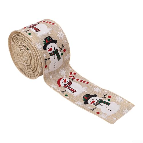 5 m Schneemann-Weihnachtsband für DIY Urlaub Baumdekoration, Stoff und Drahtmaterial für dauerhafte Form und festlichen Stil (Leinen) von ZiStarlilife