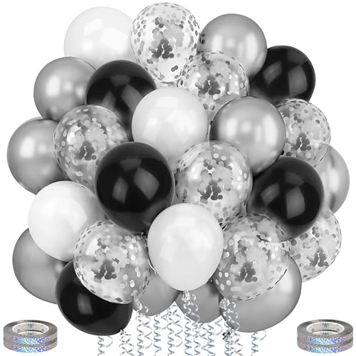 Ziamzra Luftballons Silber und Weiße Set 12 Zoll Luftballon Geburtstag Chrom Silber Konfetti 60 Stück Ballon Schwarz Weiße Helium Ballons Metallic mit Bändern für Hochzeit Kinder Party Jubiläum Ziamzra Luftballons Silber und Weiße Set 12 Zoll Luftballon Geburtstag Chrom Silber Konfetti 60 Stück Ballon Schwarz Weiße Helium Ballons Metallic mit Bändern für Hochzeit Kinder Party Jubiläum von Ziamzra