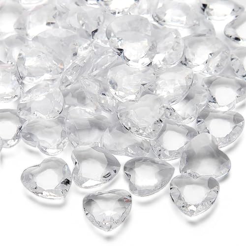 Ziamzra 600 Stück Streudeko Hochzeit Herz 12mm Diamantene Hochzeit Deko Glassteine Transparent Tischdeko Geburtstag Diamantkristalle Acryl Kristall Deko Dekosteine für DIY Vase Valentinstag von Ziamzra