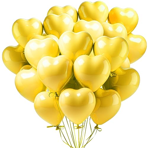 Ziamzra 90 Stück Herzluftballons Gelbe Hochzeit Luftballons Helium 10 Zoll Herz Naturlatex Ballons Matt Luftballons Luftballon Herzen für Hochzeit Verlobung Valentinstag Partydeko von Ziamzra