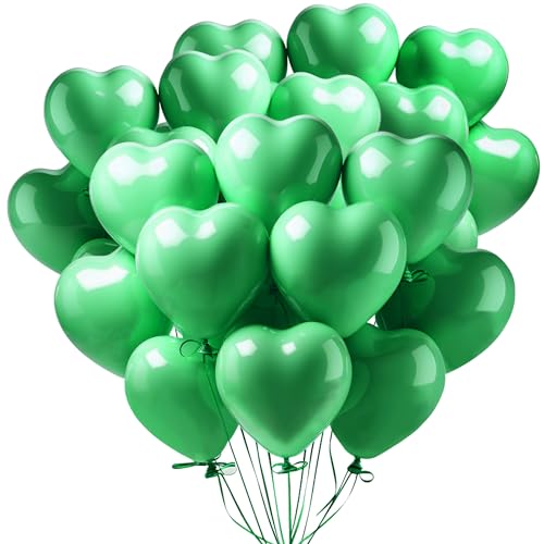 Ziamzra 90 Stück Herzluftballons Grün Luftballons Hochzeit Helium 10 Zoll Herz Naturlatex Ballons Matt Luftballons Herzballons für Hochzeit Partydeko Verlobung Valentinstag von Ziamzra