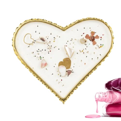 Zibeem Nagel Mischpalette - Nagel Makeup Mischpalette,Goldener Rand Design Resin Tablett Für Mädchen Gel Lack Praxis Frauen Beauty Salon Bereich Maniküre von Zibeem