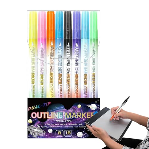 Zibeem Schimmer Umrandungsmarker,8 Stück Glitzer Zeichenstifte | Doppelseitige Doodle Marker Für Dokumente Markieren Kalender Gestalten Bastelprojekte Zibeem Schimmer Umrandungsmarker,8 Stück Glitzer Zeichenstifte | Doppelseitige Doodle Marker Für Dokumente Markieren Kalender Gestalten Bastelprojekte von Zibeem