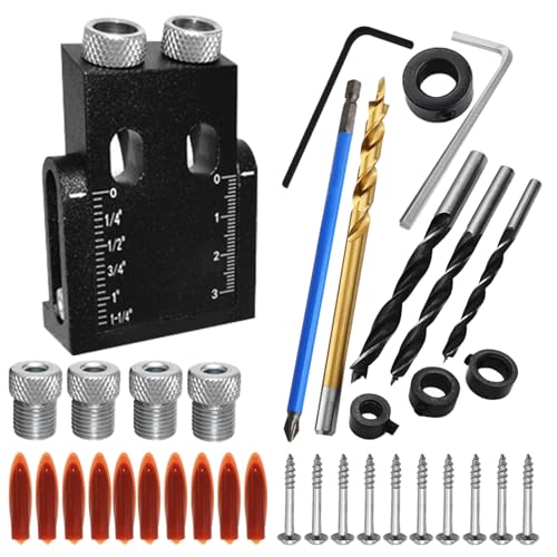 Zibeem Taschenschrauben -Jig -Kit, Winkellochbohrer Jig | Holzbearbeitungspositionsleitfaden - Tragbares Werkzeug 15 ° Winkel Jig Kit präziser -Locator für genaue Taschenlöcher Zibeem Taschenschrauben -Jig -Kit, Winkellochbohrer Jig | Holzbearbeitungspositionsleitfaden - Tragbares Werkzeug 15 ° Winkel Jig Kit präziser -Locator für genaue Taschenlöcher von Zibeem