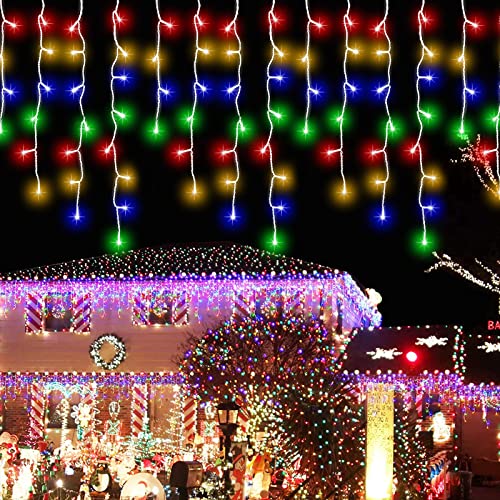 Zichaojia Eisregen Lichterkette Außen, LED Lichtervorhang mit Timer, IP44 Wasserdicht 8 Modi für Innenausstattung Außenbereich Schlafzimmer Hochzeit Weihnachten Party (Bunt, 15m, 600 LED) von Zichaojia