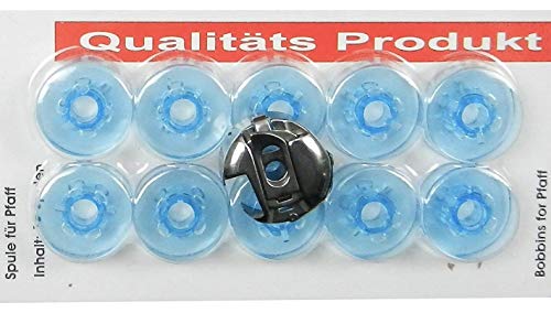 Spulenkapsel Kapsel 6 mm und 10 Blaue Kunststoff Spulen für Pfaff Nähmaschine mit Umlaufgreifer von ZickZackNaehmaschine