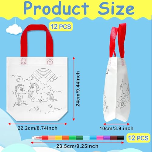 10 Stück DIY Stoffbeutel Zum Bemalen und 10 Stück Stapelbare Wachsmalstifte (12 Farben in 1), Perfekt für Geburtstag Gastgeschenke, Bastelset Geburtstag, Gastgeschenke Hochzeit von Zidoley