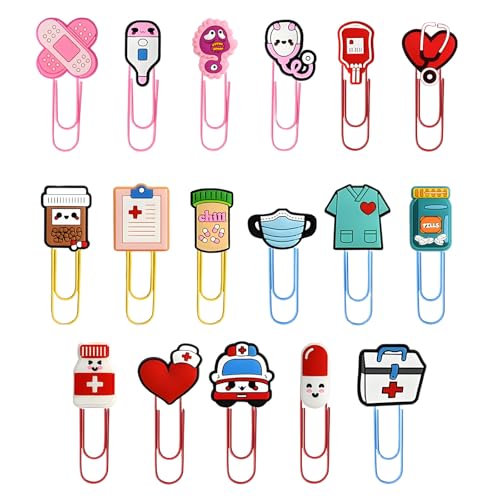 17 Stück Krankenschwester Geschenke, Niedliche Büroklammer, Medizinisches Thema Büroklammern Bunte Memo Clip Lesezeichen für Tag der Krankenschwestern, Tag der Ärzte, Bürobedarf, Kinder Geschenk 17 Stück Krankenschwester Geschenke, Niedliche Büroklammer, Medizinisches Thema Büroklammern Bunte Memo Clip Lesezeichen für Tag der Krankenschwestern, Tag der Ärzte, Bürobedarf, Kinder Geschenk von Zidoley