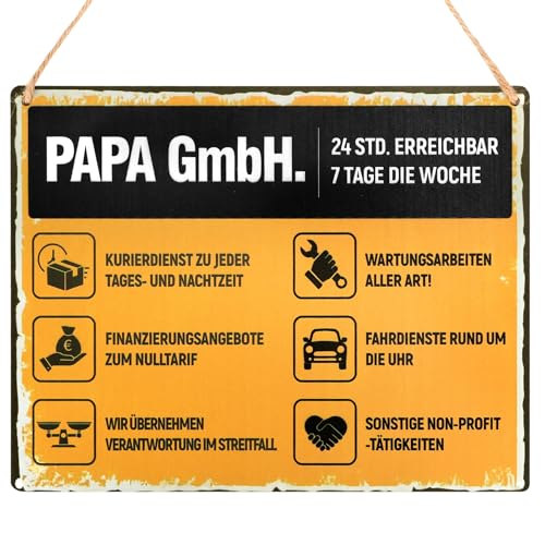 Geburtstagsgeschenk für Papa - Papa GmbH, Papa Schild aus Holz, Geschenk für Mama, Geschenk Muttertag, Karte Weihnachten Glückwunschkarte, Ideal für Familienfeiern & Heimgestaltung Geburtstagsgeschenk für Papa - Papa GmbH, Papa Schild aus Holz, Geschenk für Mama, Geschenk Muttertag, Karte Weihnachten Glückwunschkarte, Ideal für Familienfeiern & Heimgestaltung von Zidoley