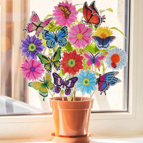 Zidoley 16 Stück Diamond Painting Kinder Erwachsene, 8 Stück Schmetterling & 8 Stück Blumen Diamond Painting Kit, Bastelset Kinder Zubehör, Gärten & Blumen Deko, Kreativ Geschenke für Mädchen Frauen Zidoley 16 Stück Diamond Painting Kinder Erwachsene, 8 Stück Schmetterling & 8 Stück Blumen Diamond Painting Kit, Bastelset Kinder Zubehör, Gärten & Blumen Deko, Kreativ Geschenke für Mädchen Frauen von Zidoley