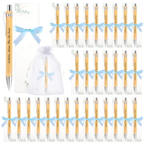 Zidoley 30 Stück Gastgeschenke Hochzeit Holz Kugelschreiber Schön Das du da Bist Gastgeschenke Geburtstag Druckkugelschreiber Geschenkset für Hochzeit Kommunion Taufe Geburtstag Geschenk (Quadrat) von Zidoley