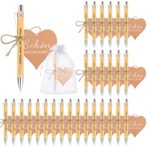 Zidoley 30 Stück Gastgeschenke Hochzeit Holz Kugelschreiber Schön Das du da Bist Gastgeschenke Geburtstag Druckkugelschreiber Geschenkset für Hochzeit Kommunion Taufe Geburtstag Geschenk von Zidoley