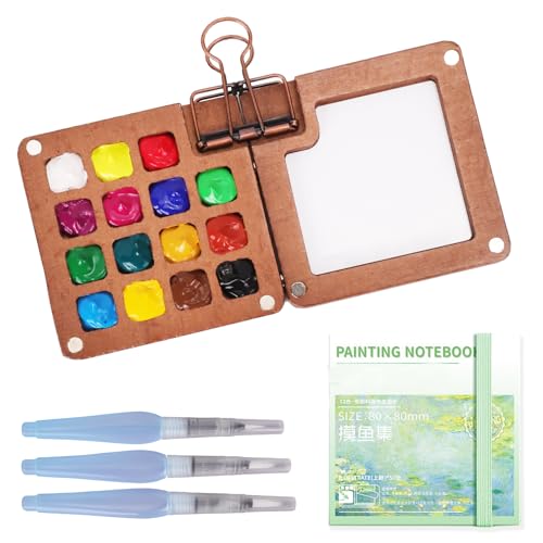Zidoley Mini Aquarell Set, 15 Grids Pocket-Aquarellset, Mini Palette Reiseset, Aquarellkasten Unterwegs, Reise Malkasten Aquarell Travel Set, Pigmente Nicht Enthalten (15 Grids) von Zidoley