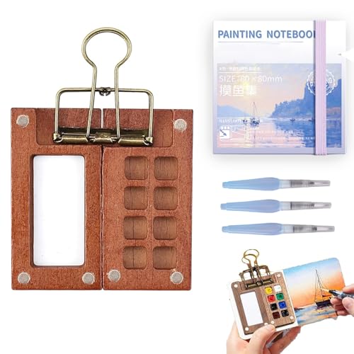 Zidoley Mini Aquarell Set, 8 Grids Pocket-Aquarellset, Mini Palette Reiseset, Aquarellkasten Unterwegs, Reise Malkasten Aquarell Travel Set, Pigmente Nicht Enthalten (8 Grids) von Zidoley