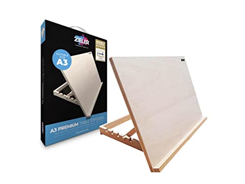 Zieler®, anpassbare Tisch-Staffelei Ideal für Präsentation, Malen, Basteln, Kalligraphie, Skizzieren, Zeichnen und Planen, aus Buchenholz, 5 verschiedene Winkel. A3 von Zieler