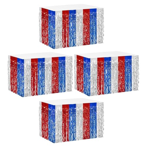 Fransenrock, Tischröcke mit Fransen aus Papier | Fransenbanner aus Aluminiumfolie, 4 Stück, Büro-Curtains 50 x 400 cm (29 x 108 Zoll), rechteckig von Ziennhu