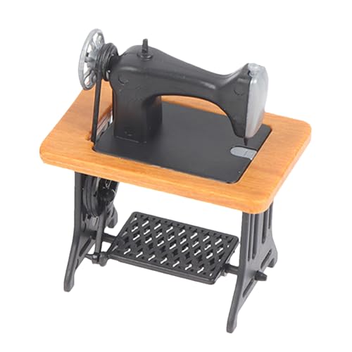 Nähmaschine Miniatur | Bastelmodell im Vintage-Stil mit detailliertem Finish, ideal für Mini-Szenen und Sammlerstücke | Puppenhaus Accessoire Decor Toy | Holzstichapparatur Dekoration | von Ziennhu