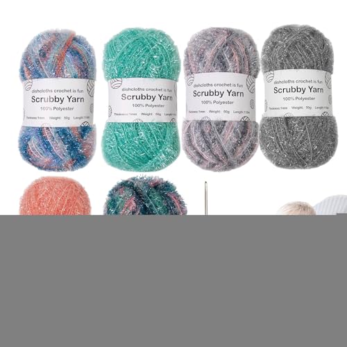 Scrubby-Garn Zum Häkeln – 100% Polyester Kratzfestes Garns | Weiches Texturiertes Handarbeitsgarn Für Spülschwämme Reinigung | Häkelns Garning – Küche Bad Haushalt Scrubby-Garn Zum Häkeln – 100% Polyester Kratzfestes Garns | Weiches Texturiertes Handarbeitsgarn Für Spülschwämme Reinigung | Häkelns Garning – Küche Bad Haushalt von Ziennhu