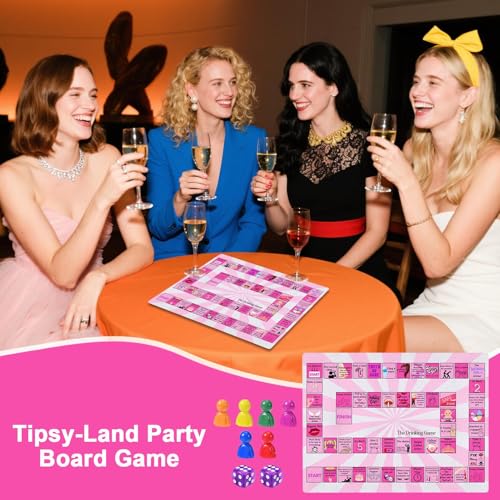 Ziennhu Trinking Brettspiel Für Erwachsene | 75+ Fun Challenge Spaces | Wagen, Geständnisse, Mini -Spiele | Spritzungsfeste Matte & Karten | Partyspiel | Schussspiel | Vorverbindungen, Geburtstage, von Ziennhu