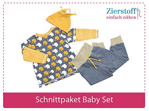 3 Papierschnittmuster zum Nähen von Babykleidung - Das Baby Set beinhaltet eine Pumphose, Mütze und EIN Shirt für Babys und Kleinkinder von Gr. 50-74 von Zierstoff einfach nähen