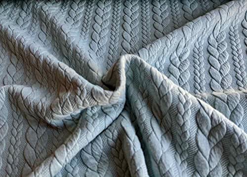 Dehnbarer Strickstoff mit Zopfmuster, Mint als Meterware zum Nähen, 50 cm Dehnbarer Strickstoff mit Zopfmuster, Mint als Meterware zum Nähen, 50 cm von Zierstoff einfach nähen