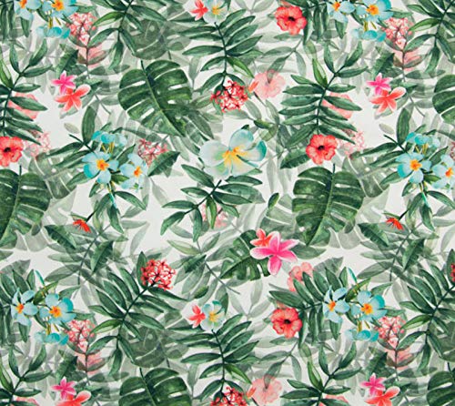 Jerseystoff mit Blumen auf Ecru als Meterware zum Nähen, 50 cm Jerseystoff mit Blumen auf Ecru als Meterware zum Nähen, 50 cm von Zierstoff einfach nähen