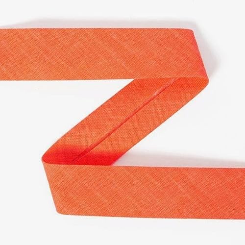 Neon Schrägband, Baumwolle, vorgefalzt, 20 mm breit - 3 Meter, Neon Orange von Zierstoff einfach nähen