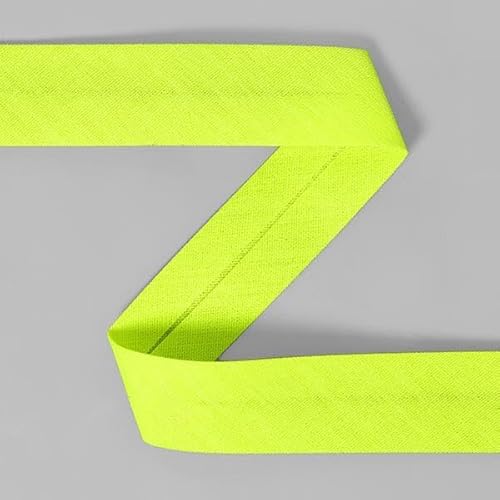 Neon Schrägband, Baumwolle, vorgefalzt, 20 mm breit - 3 Meter, Neongelb Neon Schrägband, Baumwolle, vorgefalzt, 20 mm breit - 3 Meter, Neongelb von Zierstoff einfach nähen