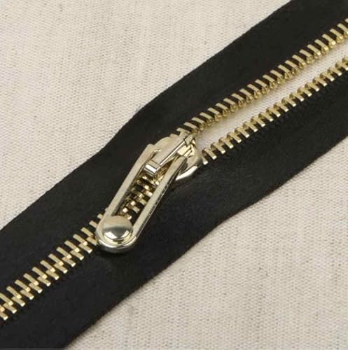 Reißverschluss, teilbarer Reißverschluss, Satin - 50 cm Länge, Schwarz/Gold Reißverschluss, teilbarer Reißverschluss, Satin - 50 cm Länge, Schwarz/Gold von Zierstoff einfach nähen