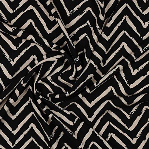 Viskose Stoff - grafische Striche Ecru Schwarz als Meterware zum Nähen, 50 cm Viskose Stoff - grafische Striche Ecru Schwarz als Meterware zum Nähen, 50 cm von Zierstoff einfach nähen