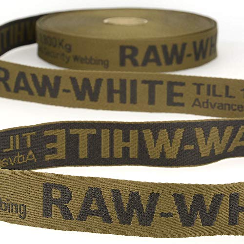 Webband unifarben mit Schrift, Jacquardband, Gurtband - 1 Meter, Khaki von Zierstoff einfach nähen