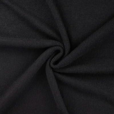 Weicher Strickstoff mit Waffeloptik, unifarben, Schwarz als Meterware zum Nähen, 50 cm von Zierstoff einfach nähen