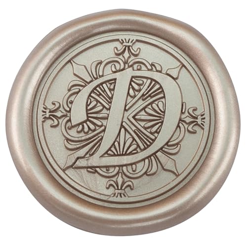 50 Stück Champagner Gold Selbstklebende Wachssiegel | 32mm selbstklebende Siegelsticker für Hochzeitseinladungen, Weihnachten, Geschenkverpackung, Briefumschläge & Partys - Zifospy (Buchstabe D） von Zifospy
