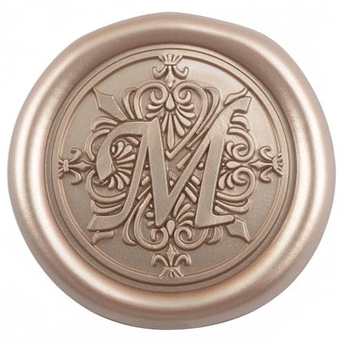 50 Stück Champagner Gold Selbstklebende Wachssiegel | 32mm selbstklebende Siegelsticker für Hochzeitseinladungen, Weihnachten, Geschenkverpackung, Briefumschläge & Partys - Zifospy (Buchstabe M） von Zifospy