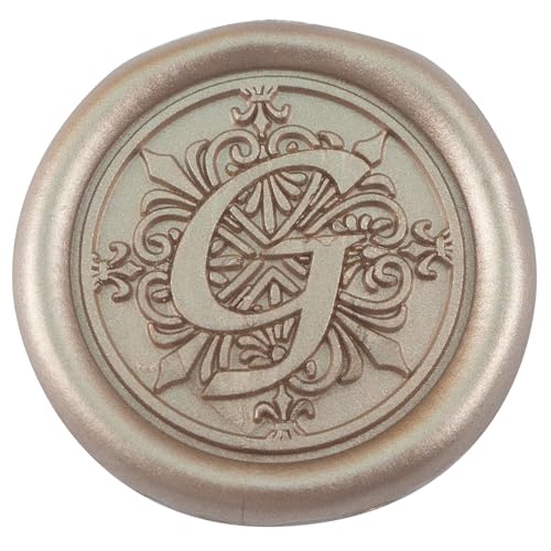 50 Stück Champagner Gold Selbstklebende Wachssiegel | 32mm selbstklebende Siegelsticker für Hochzeitseinladungen, Weihnachten, Geschenkverpackung, Briefumschläge & Partys - Zifospy (Buchstabe G） von Zifospy