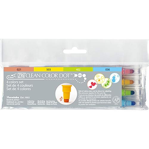 Zig Kuretake CLEAN COLOR DOT 4 colors set dual tip dot marker (TC-6100/4V) von Zig