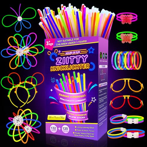 Ziitty 252 Knicklichter Party Set, 120 Stück Leuchtstäbe 132 Verbinder, Neon Knicklichter Ketten und Leuchtbrillen Sets für Kinder Erwachsene Party Deko für Hochzeiten Geburtstage Silvester Party Ziitty 252 Knicklichter Party Set, 120 Stück Leuchtstäbe 132 Verbinder, Neon Knicklichter Ketten und Leuchtbrillen Sets für Kinder Erwachsene Party Deko für Hochzeiten Geburtstage Silvester Party von Ziitty
