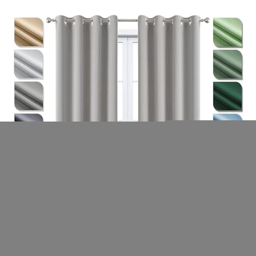 Verdunklungs Vorhänge mit ösen 1er Set120×160cm(HXB) , Thermovorhang KäLteschutz, Schallschutz Vorhang, Blickdicht Vorhänge, Vorhänge Kinderzimmer, für Wohnzimmer Schlafzimmer Kinderzimmer Hellgrau von Ziligengsheng