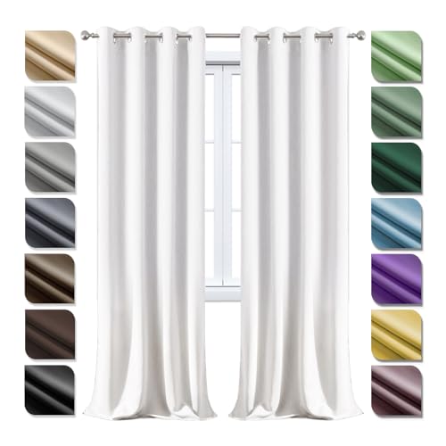 Verdunklungs Vorhänge mit ösen 1er Set160×140cm(HXB) , Thermovorhang Hitzeschutz, Schallschutz Vorhang, Blickdicht Vorhänge, Raumteiler Vorhang, für Wohnzimmer Schlafzimmer Kinderzimmer Weiß von Ziligengsheng