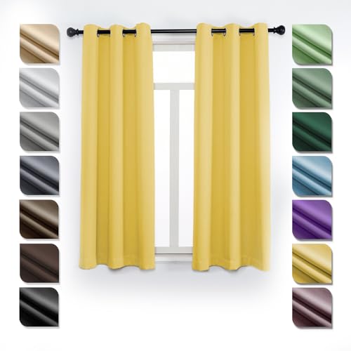 Ziligengsheng Abdunkelnde Vorhänge mit ösen 1er Set175×140cm(HXB), Thermo Vorhänge Gegen Hitze, LäRmschutzvorhang, Blickdicht Vorhänge, Verdunklungsvorhänge Kinderzimmer, für Schlafzimmer Gelb von Ziligengsheng